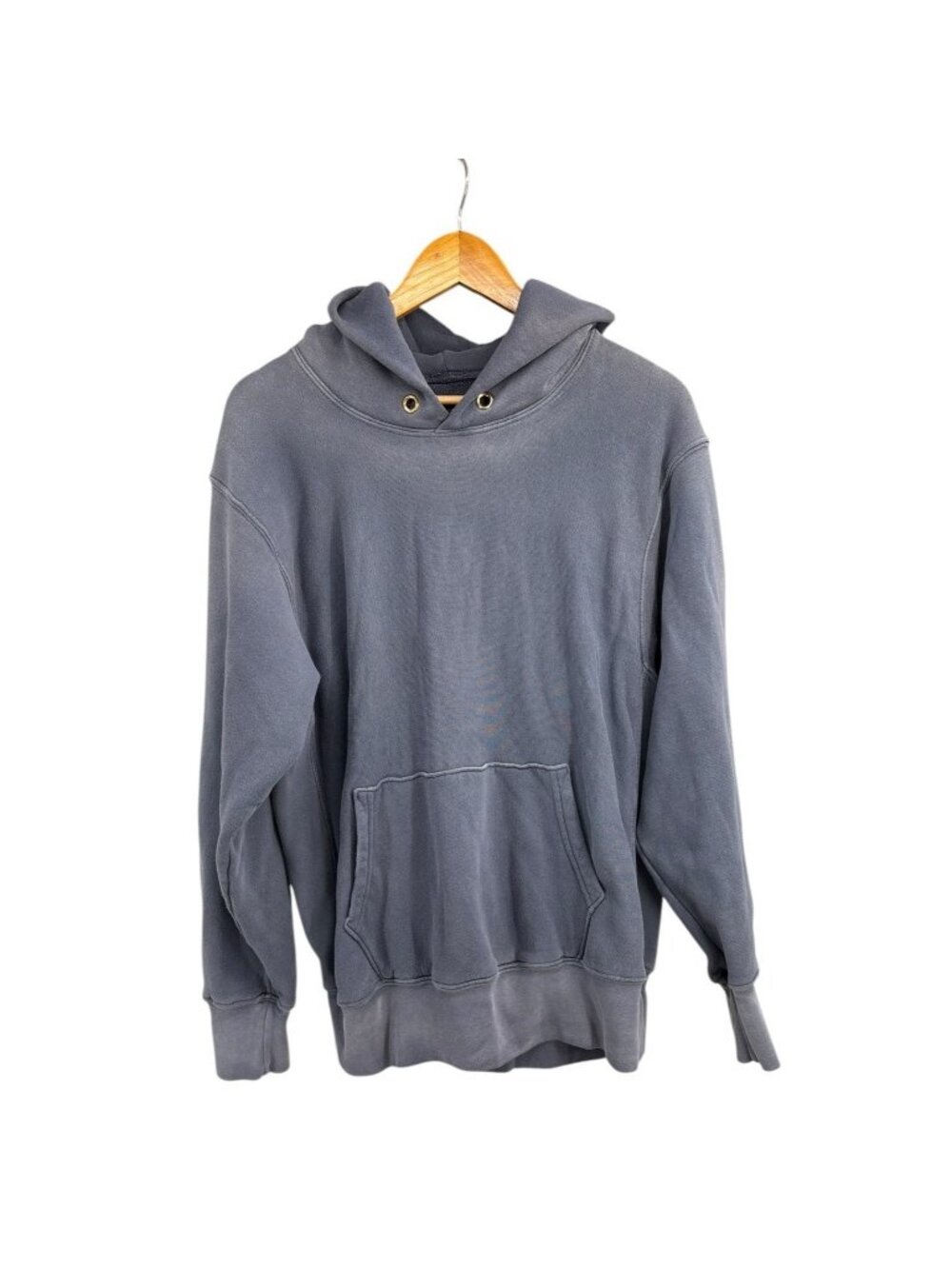 Les Tien Structured Heavyweight Hoodie Men's S Cotton Fleece Faded Navy USA Made
